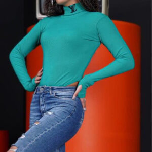 بادی یقه اسکی گلدوزی ال وی آستین فینگری