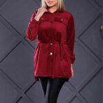 مانتو مخمل جلو دگمه جیب دار