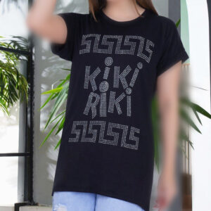 تی شرت نگین کاری آستین کتی