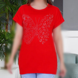 تی شرت نگین کاری پروانه