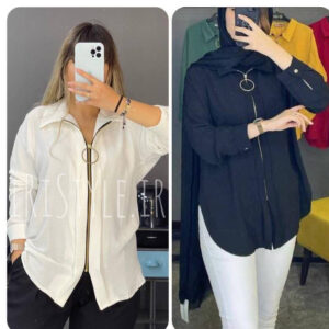 مانتو پشت بلند جلو زیپ