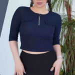 کراپ نیم زیپ 2 جیب