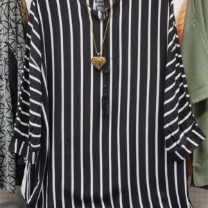 تونیک مانتویی راه راه یقه بندی