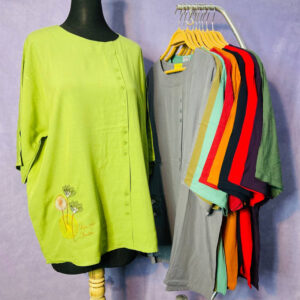 تیشرت گلدوزی دکمه نما