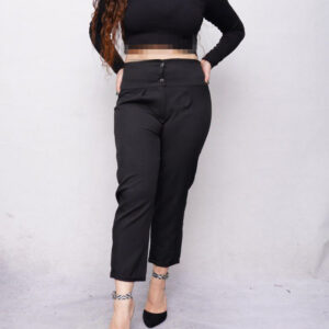 شلوار پاکتی قد 90 کمر پهن پشت کار کش دو دکمه