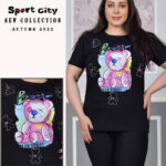 تی شرت قواره دار خرس صورتی