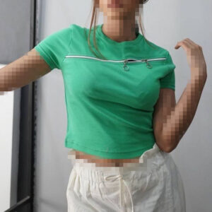 تیشرت کبریتی زیپ کج