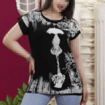 تیشرت آستین سرخود چاپ دختر