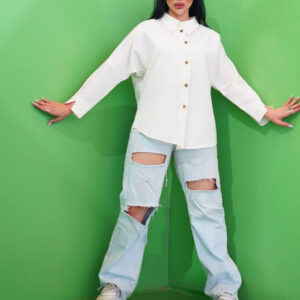 شومیز مانتویی پیلی دار