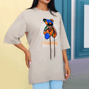 تیشرت سوپر لانگ چاپ تدی رنگی