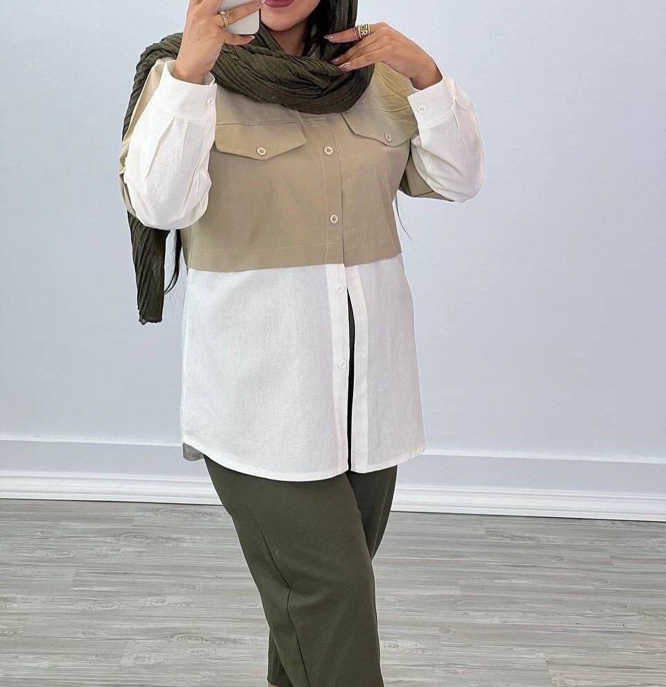 مانتو 2جیب ،پایین سفید (پک 4 عددی)