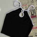 تاپ نیمتنه نواری پشت گردنی سفید (پک 6 عددی)