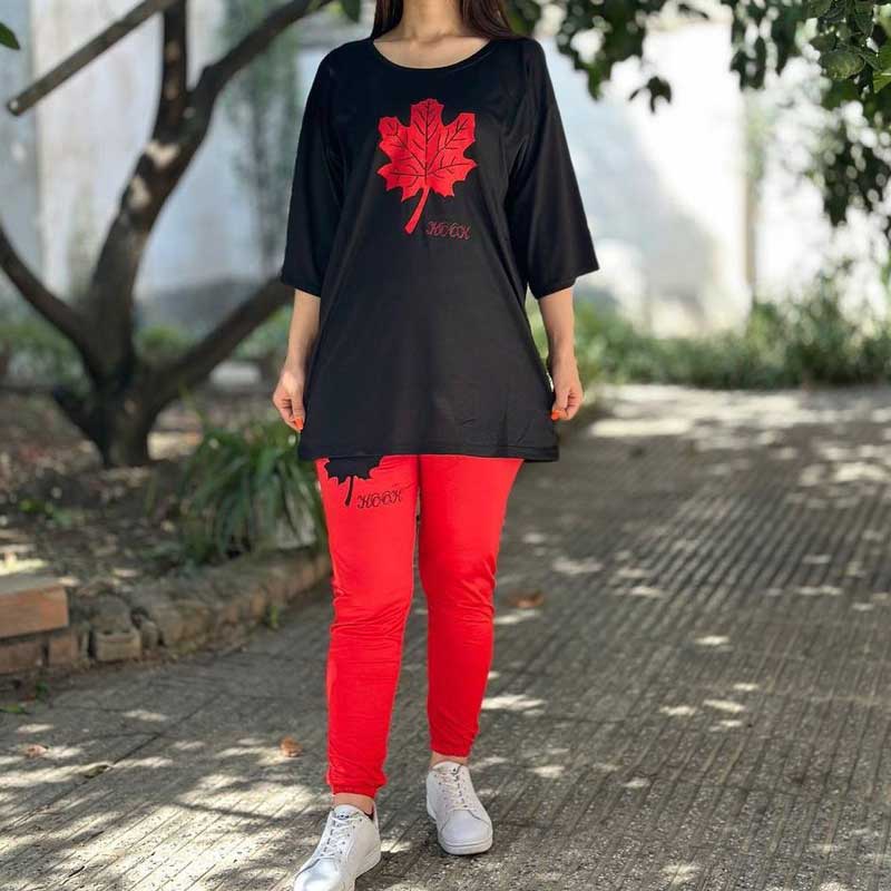 ست تیشرت شلوار برگ (پک 6 عددی)
