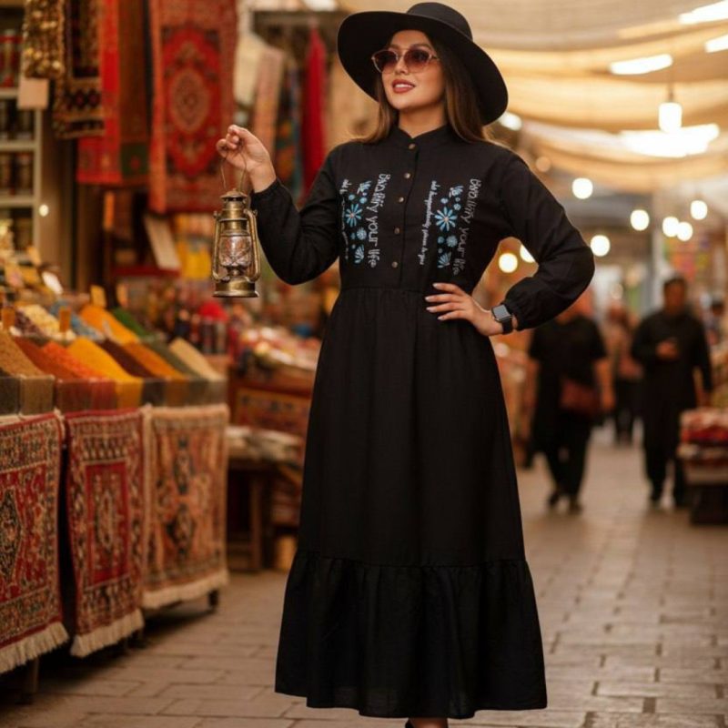 کفتان دکمه دار بلند گل بابونه (پک 4 عددی)