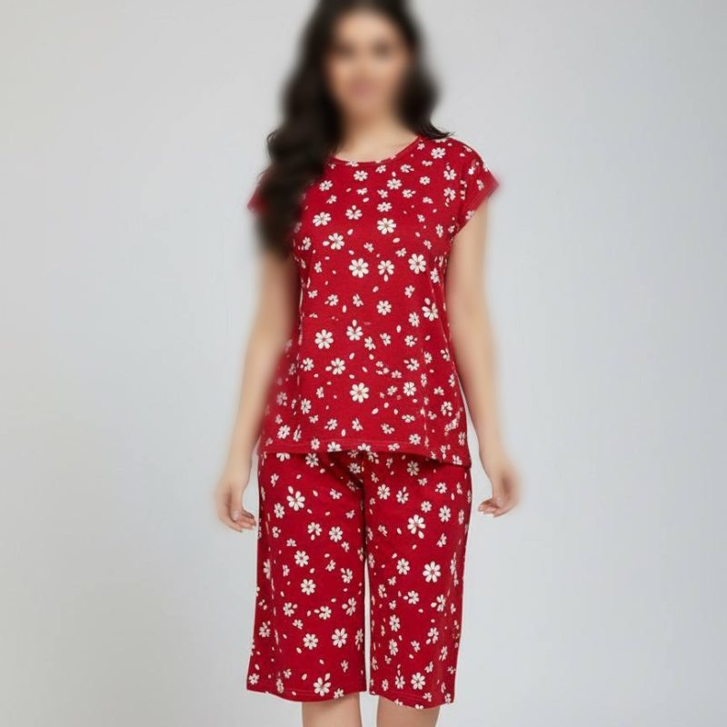 ست تاپ و شلوارک اسپان گل بابونه (پک 6 عددی)