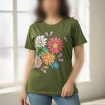 تیشرت چاپ پفکی گل (پک 6 عددی)