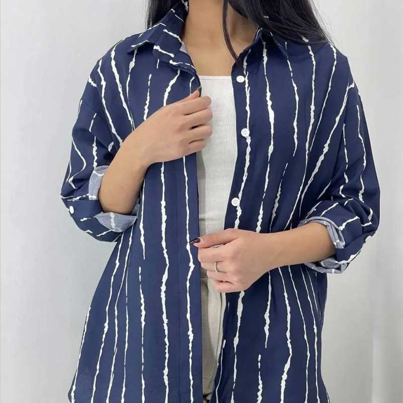 شومیز جلو دکمه پری خط ریز کد 2  (پک 5 عددی)