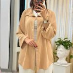 شومیز جلو دکمه الیزه گرم بالا (پک 6 عددی)