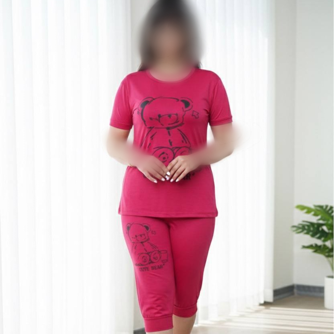 تیشرت شلوارک(چاپ خرس) (پک 5 عددی)