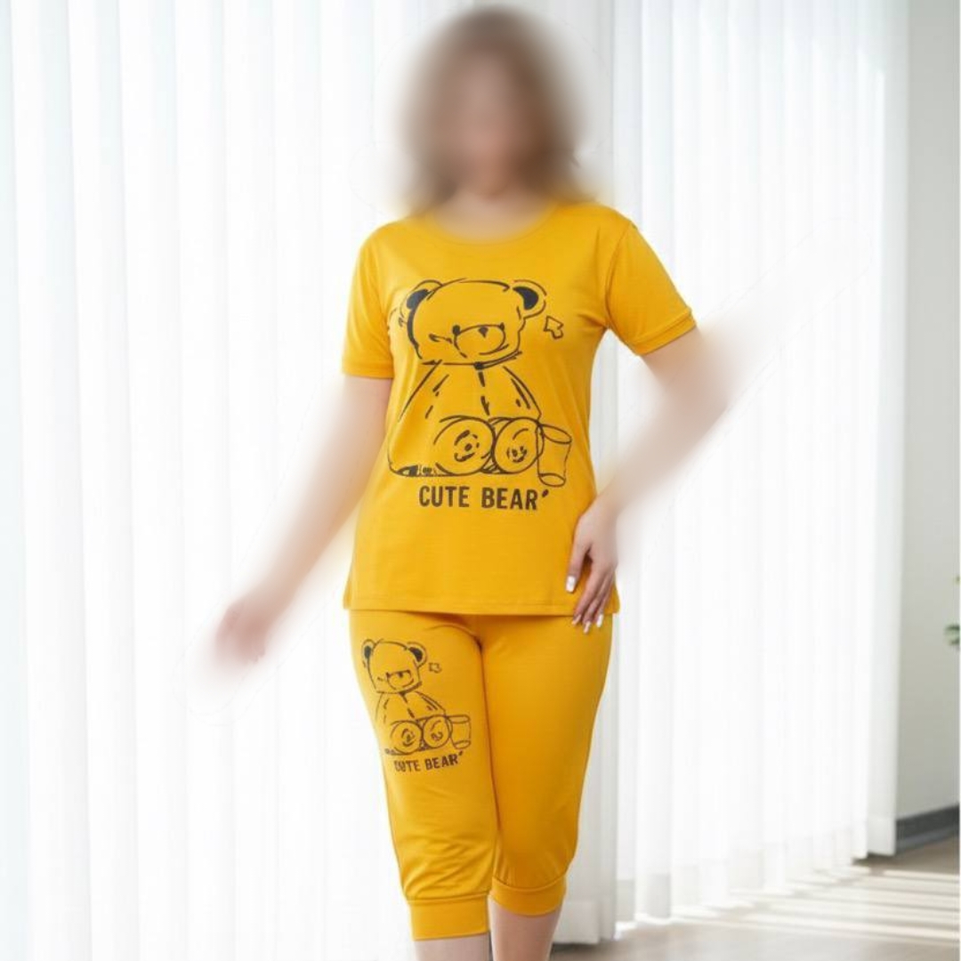 تیشرت شلوارک(چاپ خرس) (پک 5 عددی)