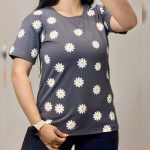 تیشرت نیم آستین چاپ بابونه (پک 6 عددی)