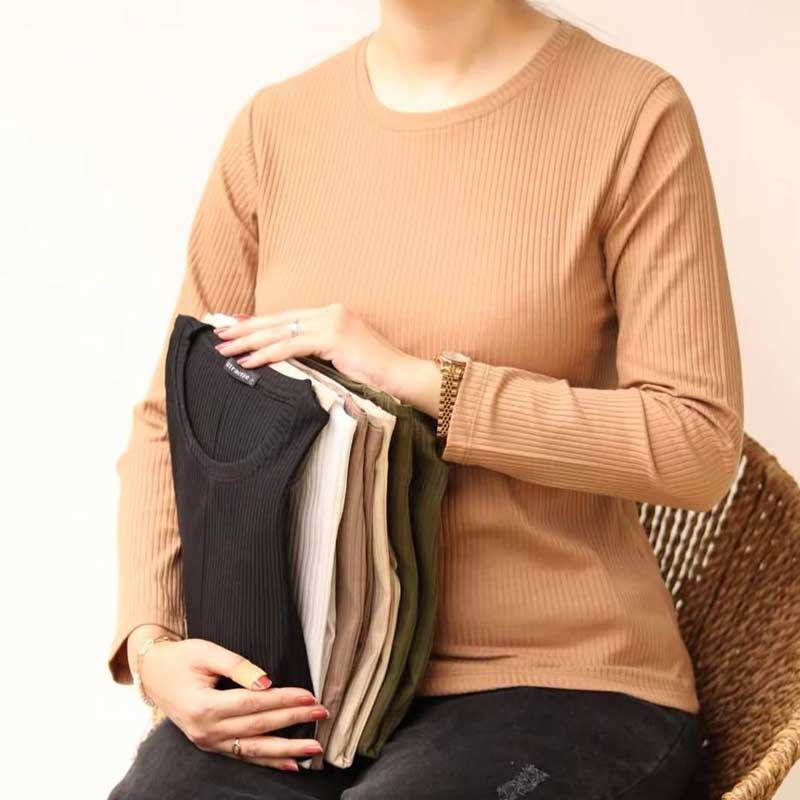 بلوز یقه گرد بیسیک استین دار (پک 8 عددی)
