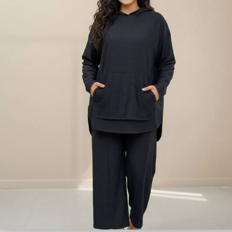 هودی شلوار قواره دار بیسکوییتی (پک 3 عددی)