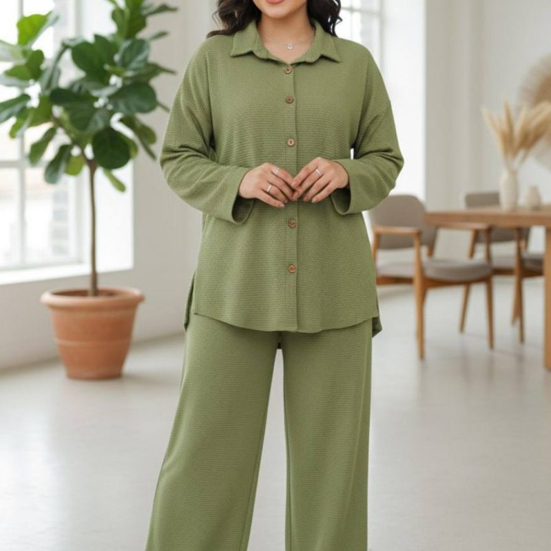 ست بلوز شلوار جلودکمه دار (پک 4 عددی)