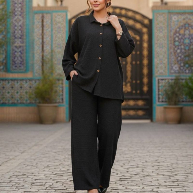 ست بلوز شلوار جلودکمه دار (پک 4 عددی)