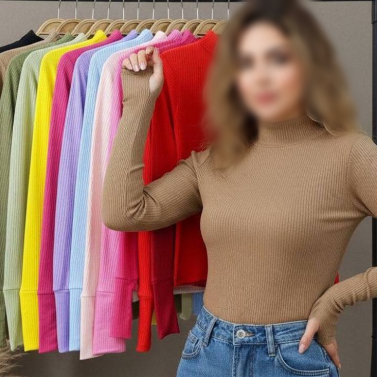 بلوز فینگردار یقه ۳ سانت بیسیک (پک 6 عددی)