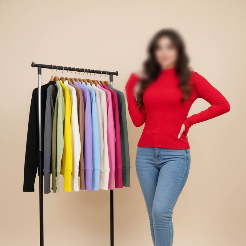 بلوز فینگردار یقه ۳ سانت بیسیک (پک 6 عددی)