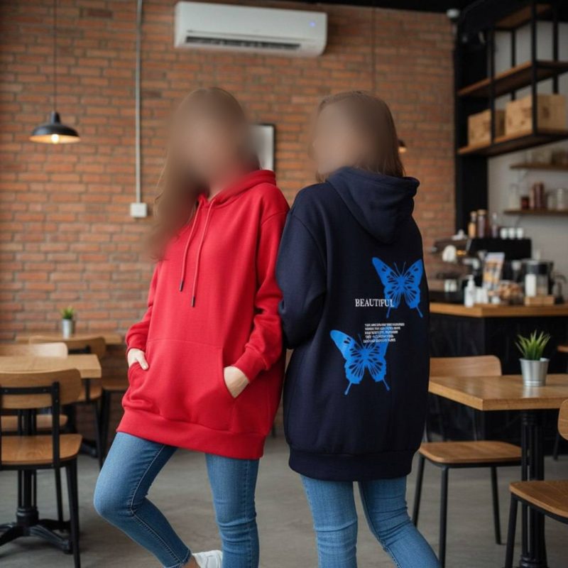 هودی قواره دار چاپ باترفلای (پک 6 عددی)