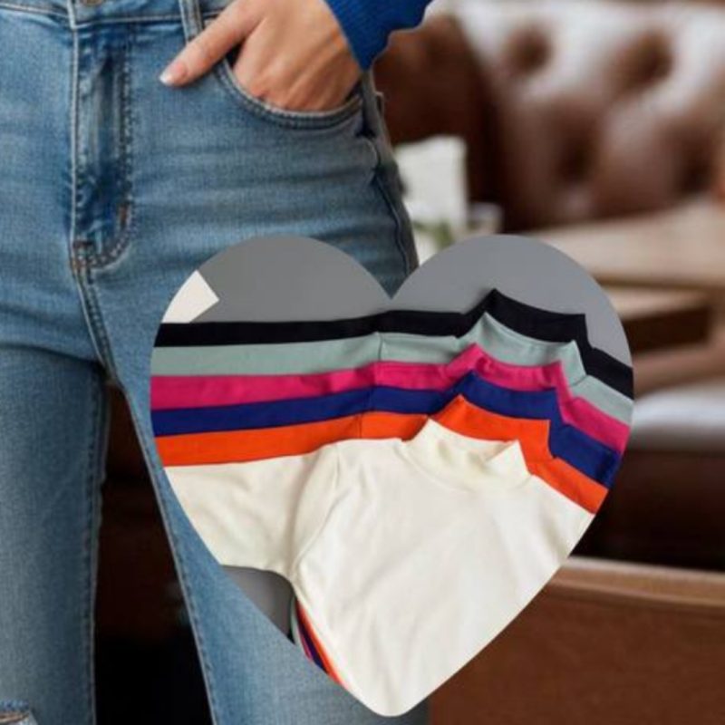 بلوز بیسیک یقه پنج سانت فینگر ( پک 6 عددی)