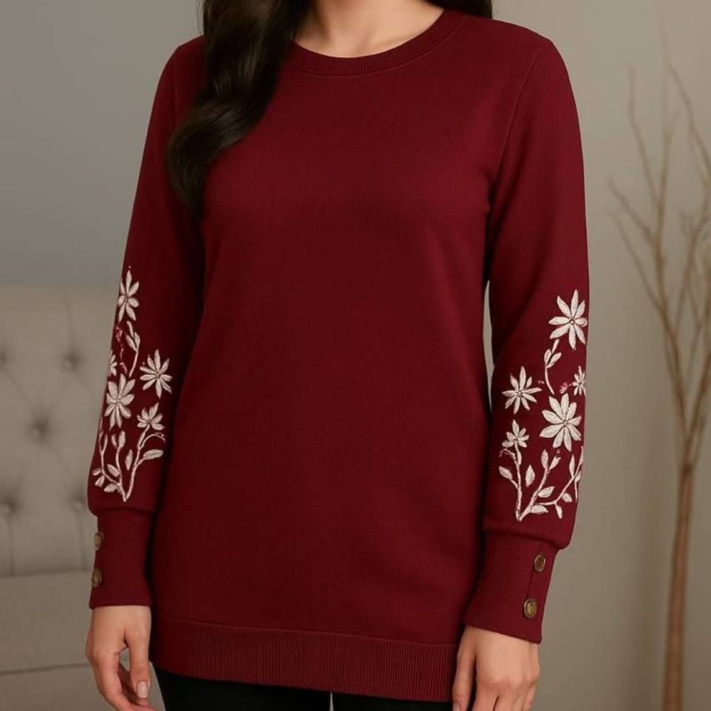 بلوزاستین بلند ۳ دکمه چاپ گل (پک 6 عددی)