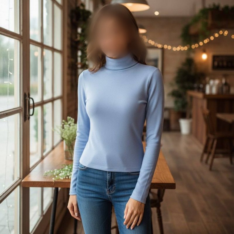 بلوز استین دار بیسیک یقه اسکی (پک 6 عددی)