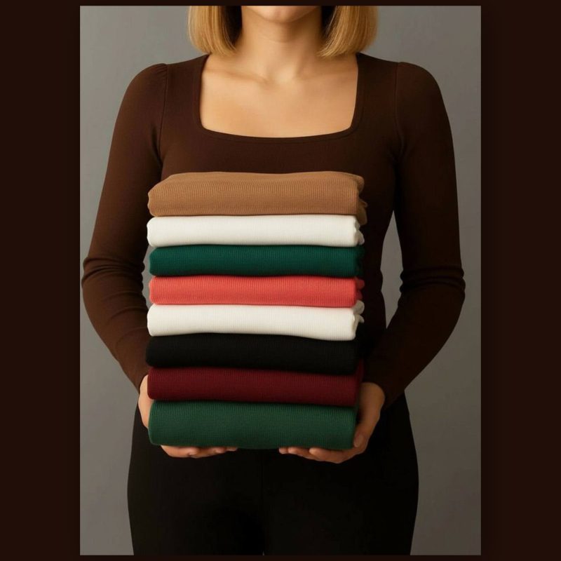 بلوز یقه خشتی بیسیک (پک 5 عددی)