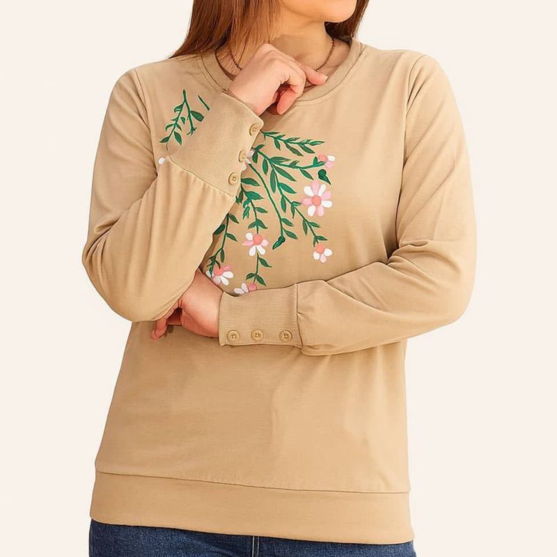 بلوز آستین بلند سینه گل (پک 7 عددی)