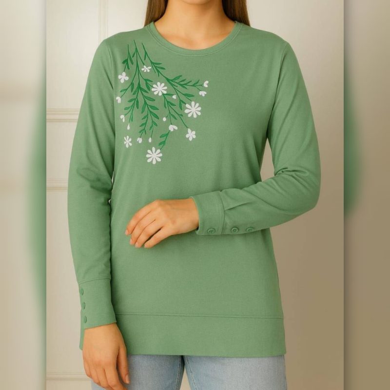 بلوز آستین بلند سینه گل (پک 7 عددی)