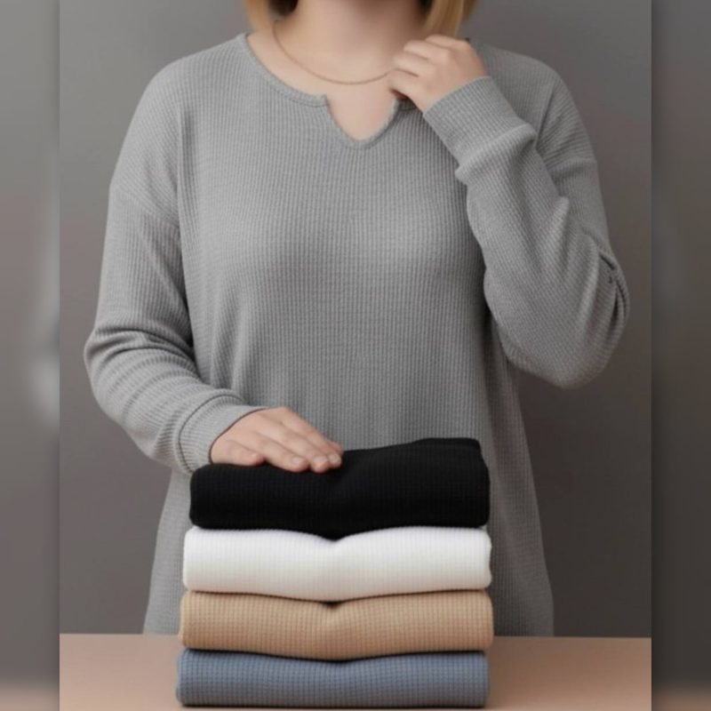 بلوز استین بلند یقه کوبایی (پک 5 عددی)