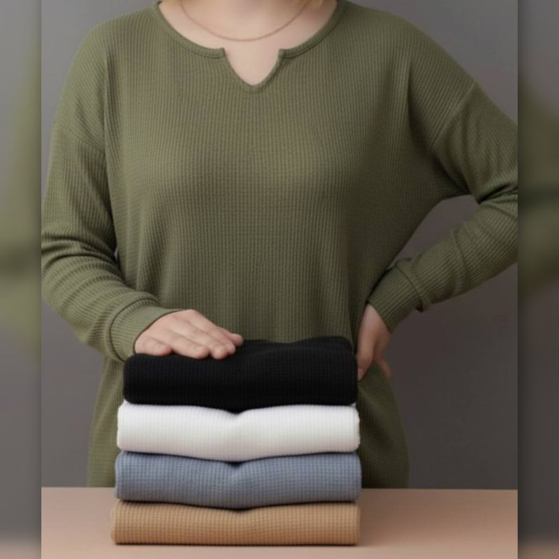 بلوز استین بلند یقه کوبایی (پک 5 عددی)