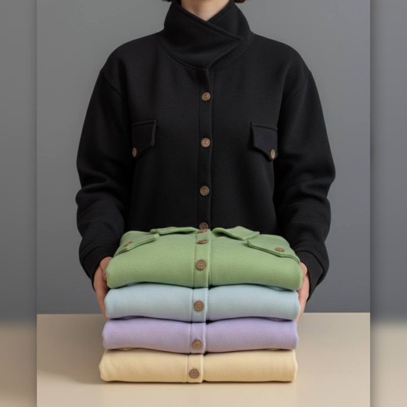 کراپ کت جلو دکمه جیبدار (پک 6 عددی)