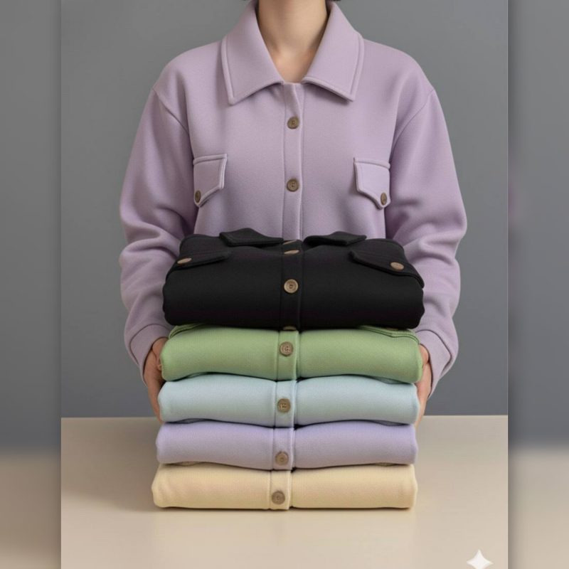 کراپ کت جلو دکمه جیبدار (پک 6 عددی)