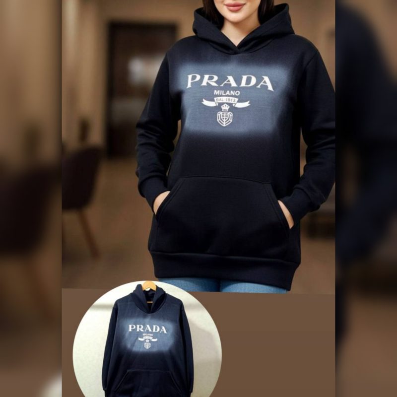 هودی لش مشکی چاپ پرادا (پک 2 عددی)