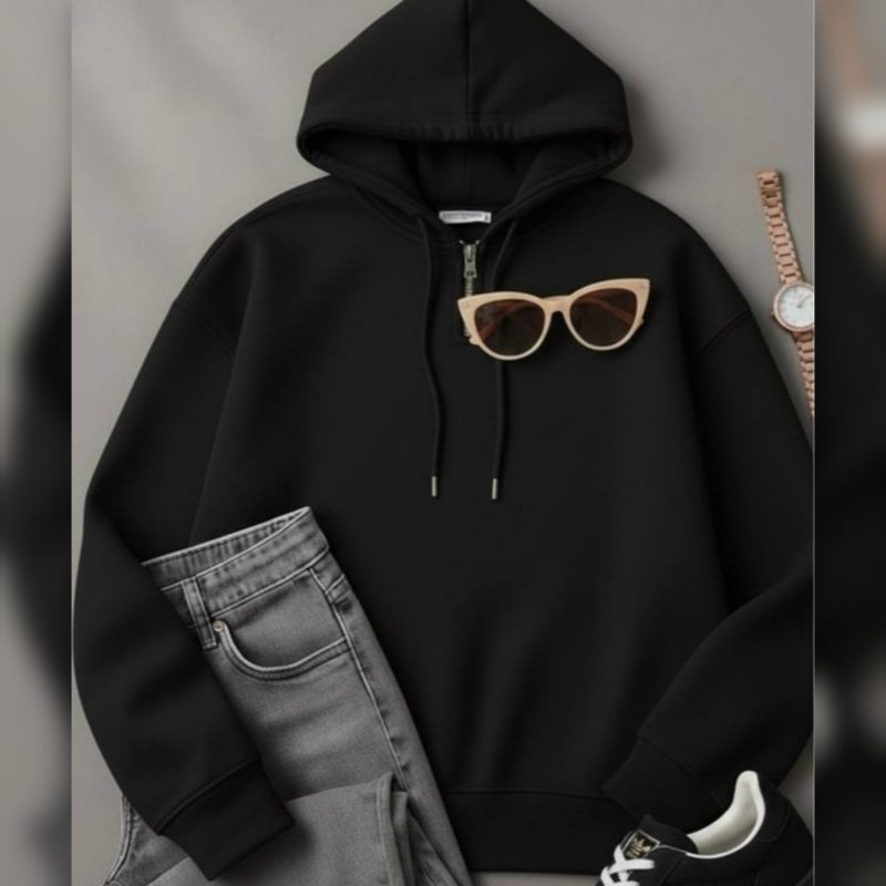 هودی باکسی کلاهدار نیم زیپ (پک 4 عددی)