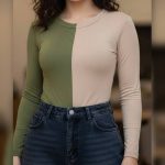 بادی آستین بلند از وسط دورنگ (پک 5 عددی)