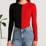 بادی آستین بلند از وسط دورنگ (پک 5 عددی)