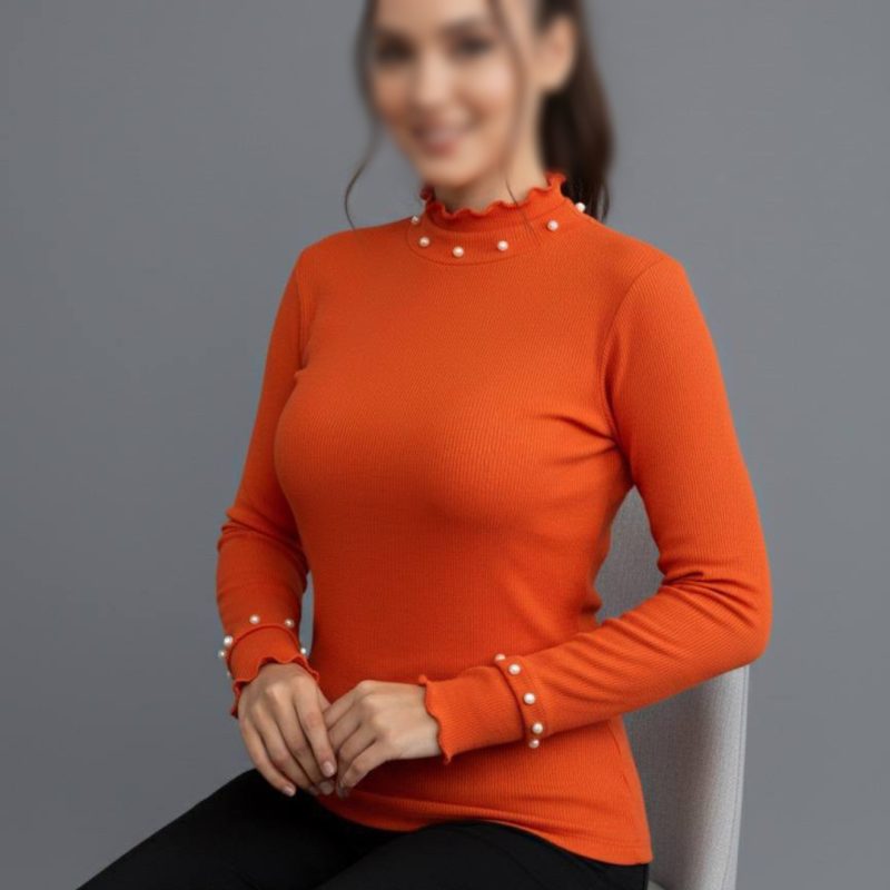 بلوز یقه و آستین ژول مرواریدی (پک 6 عددی)