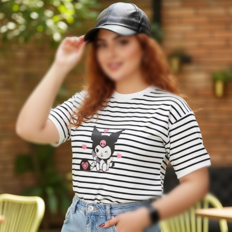 تیشرت راه راه کبریتی سایز بزرگ (پک 6 عددی)