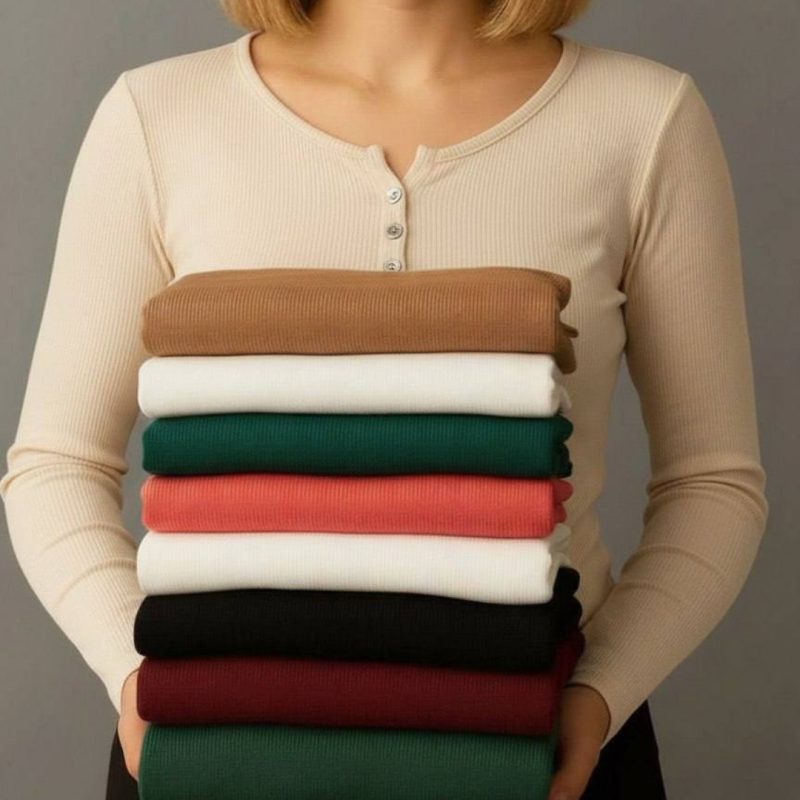 بلوز یقه سه دکمه بیسیک (پک 5 عددی)