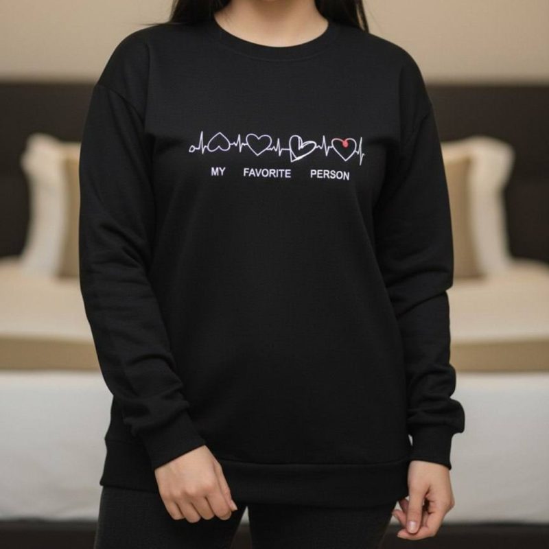 بلوز استین دار چاپ ضربان قلب (پک 7 عددی)